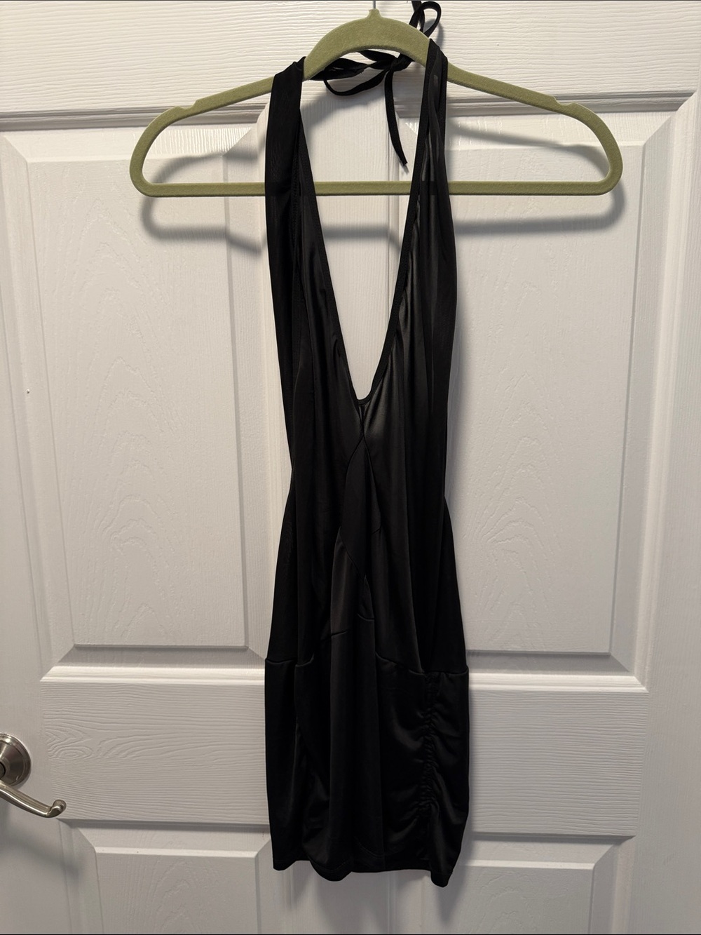 Source Unknown Black Backless Halter Mini Dress